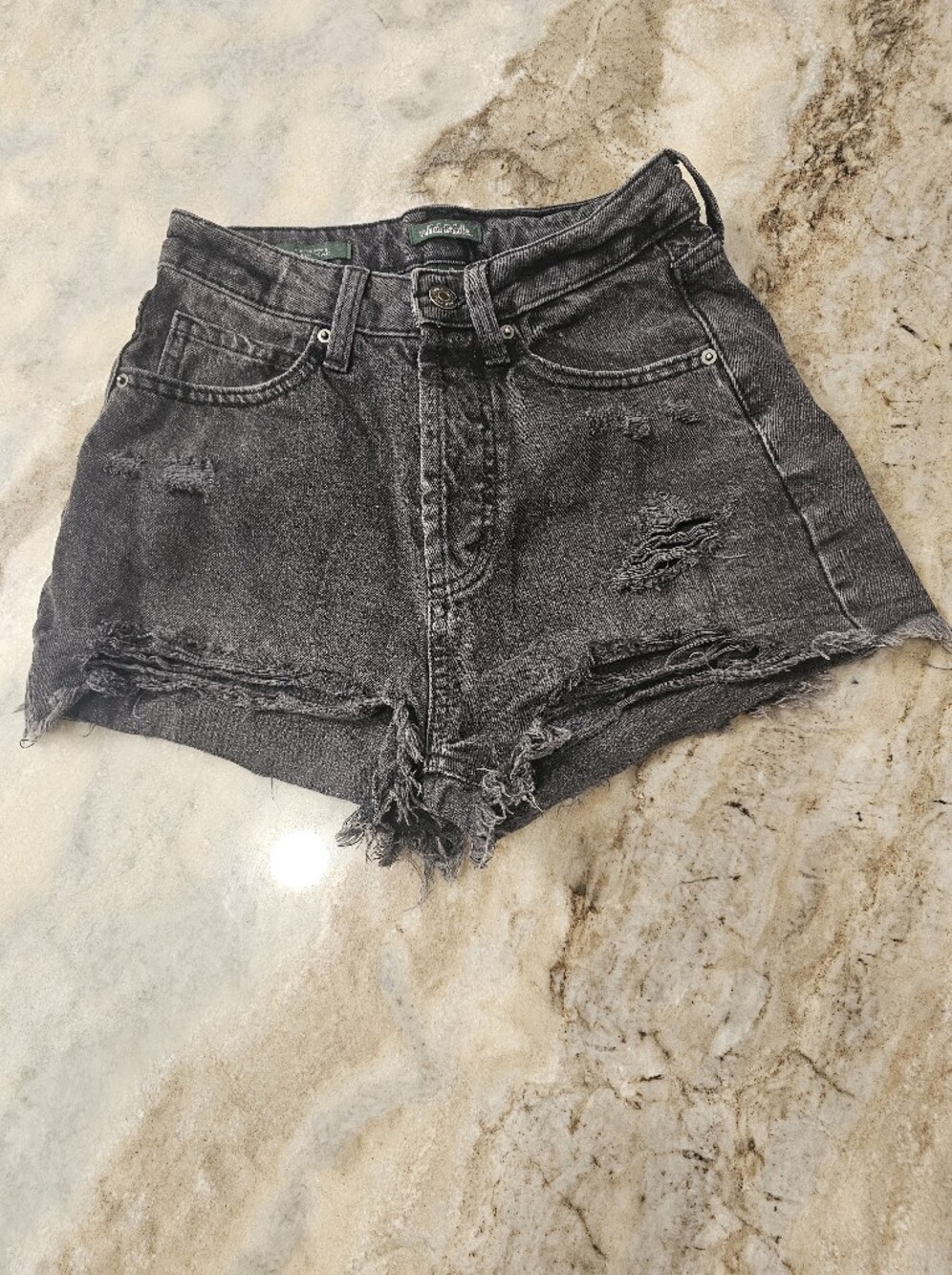 Wild Fable High Rise Distressed Denim Shorts Women's Size 00 Black